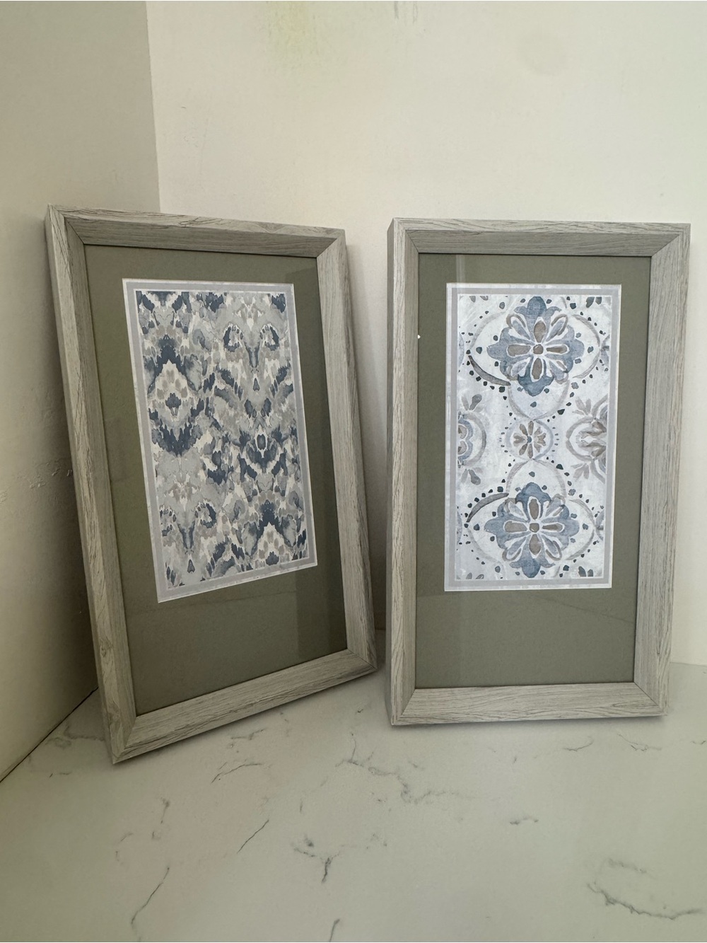Tranquil Vibes Sage Green Framed Wall Art Set - Pair 15.8x9.3in